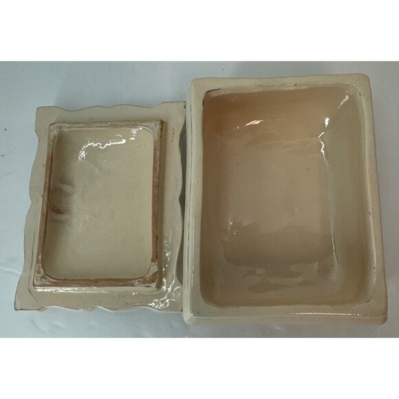 Vintage Made in Italy Pottery Trinket Box with Hand Painted Flowers - Picture 6 of 7